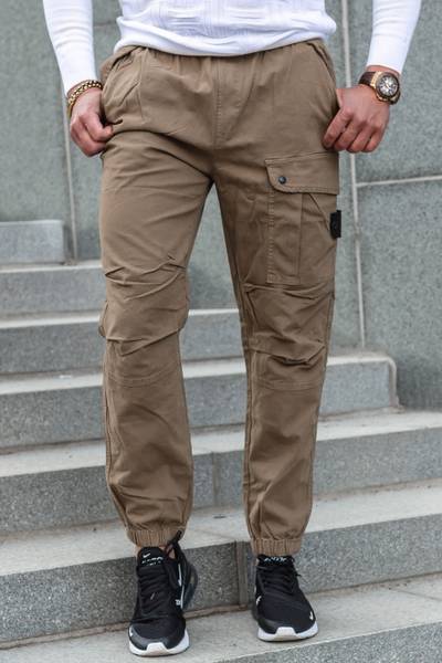 Pantaloni cargo marroni morbidi ed elastici Jerone