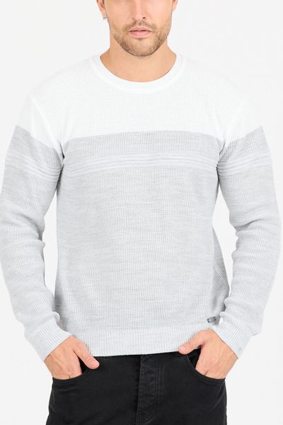 Maglione morbido grigio e bianco Jerone