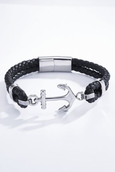 Bracciale con ancora nera in argento JERONE JEWELLERY