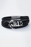 Bracciale con ancora nera in pelle JERONE JEWELLERY