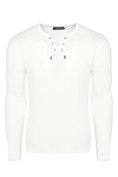 Maglione leggero bianco elastico da uomo Carisma