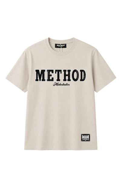 Method T-shirt beige con strass JERONE