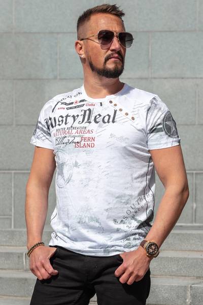 T-shirt bianca stampata RUSTY NEAL