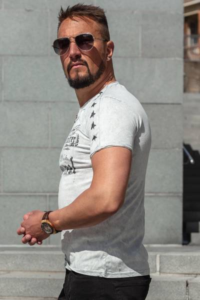 T-shirt bianca lavata con stampa RUSTY NEAL