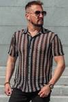 Camicia nera a maniche corte in maglia CARISMA