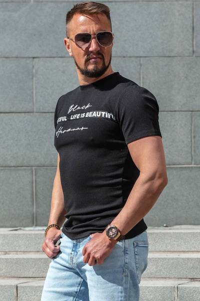 Rick strutturata t-shirt nera JERONE