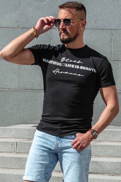 Rick strutturata t-shirt nera JERONE