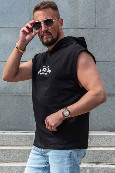 Street nero con cappuccio senza maniche JERONE