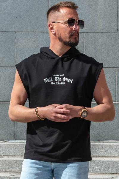 Street nero con cappuccio senza maniche JERONE
