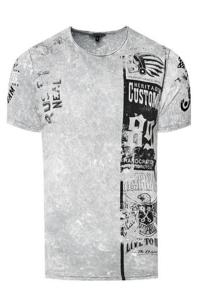 T-shirt grigia stonewashed con stampa RUSTY NEAL