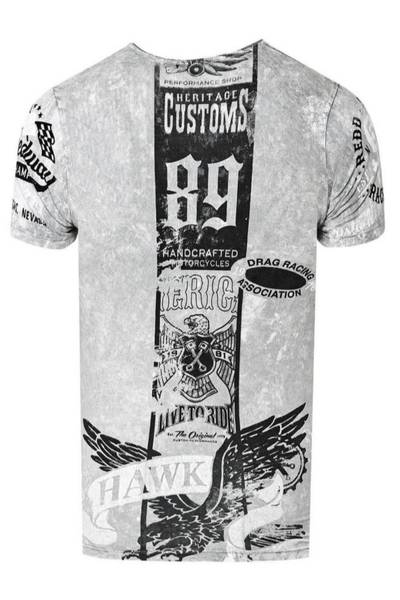 T-shirt grigia stonewashed con stampa RUSTY NEAL