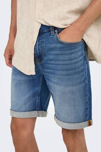 Shorts di jeans elasticizzati da uomo blu ONLY&SONS