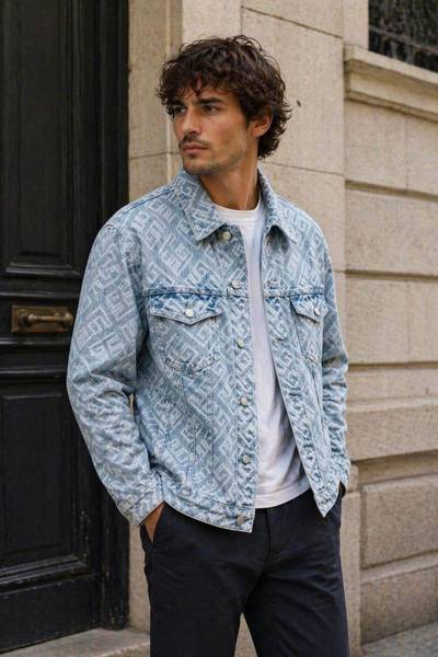 Giacca di jeans fantasia blu JERONE