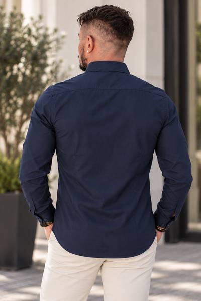 Camicia con colletto decorata a quadri tartan blu Jerone