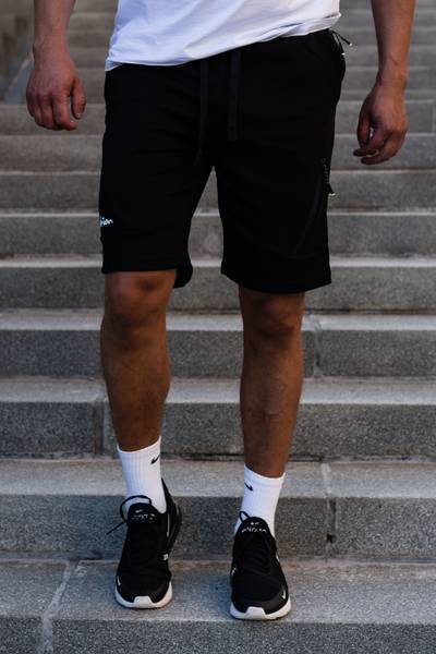 Shorts leggeri neri con tasche con zip JERONE Shorts leggeri neri con tasche con zip JERONE