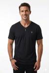 T-shirt nera con scollo a V JERONE