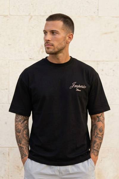 Imperio stampa sulla schiena t-shirt nera JERONE