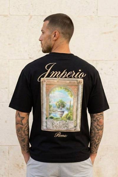 Imperio stampa sulla schiena t-shirt nera JERONE