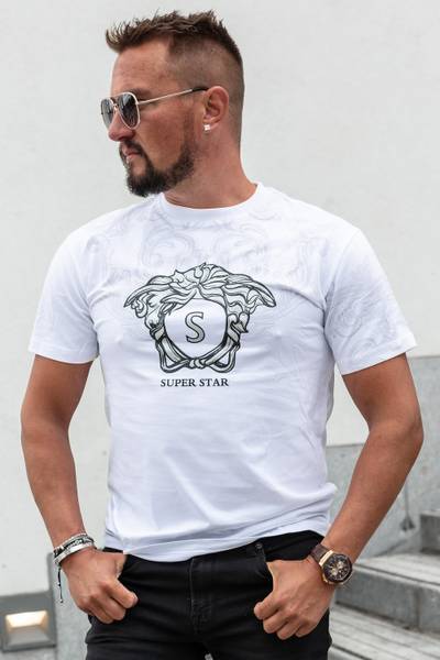 Star t-shirt bianca con foil argentato JERONE