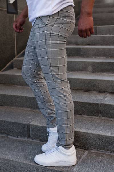 Eleganti pantaloni grigi a quadri JERONE