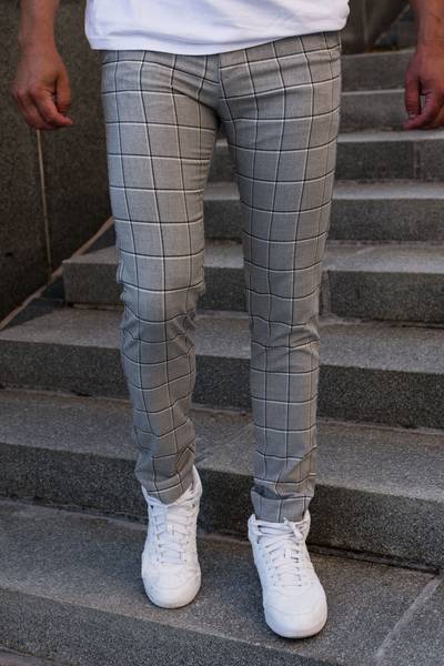 Eleganti pantaloni grigi a quadri JERONE