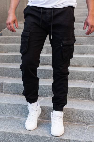 James Pantaloni cargo elasticizzati neri JERONE