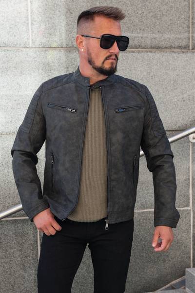 Leon giacca in ecopelle nera da uomo JERONE