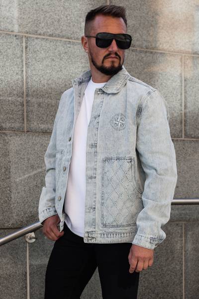 Giacca di jeans blu con cuciture decorative FIVE EVER Giacca di jeans blu con cuciture decorative FIVE EVER