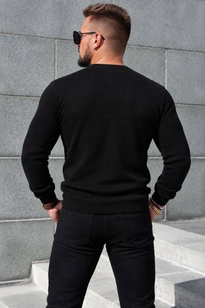 Cashmere touch maglione nero con scollo a V JERONE