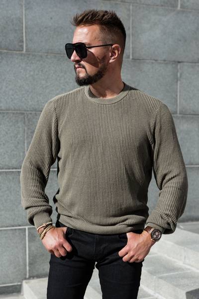 Maglione di cotone morbido verde JERONE