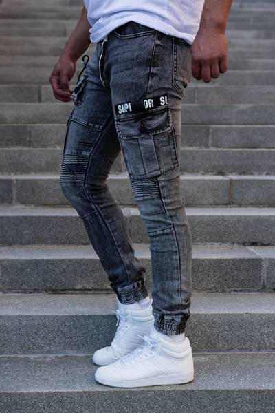 Jeans grigi ricamati L32 JERONE Jeans grigi ricamati L32 JERONE